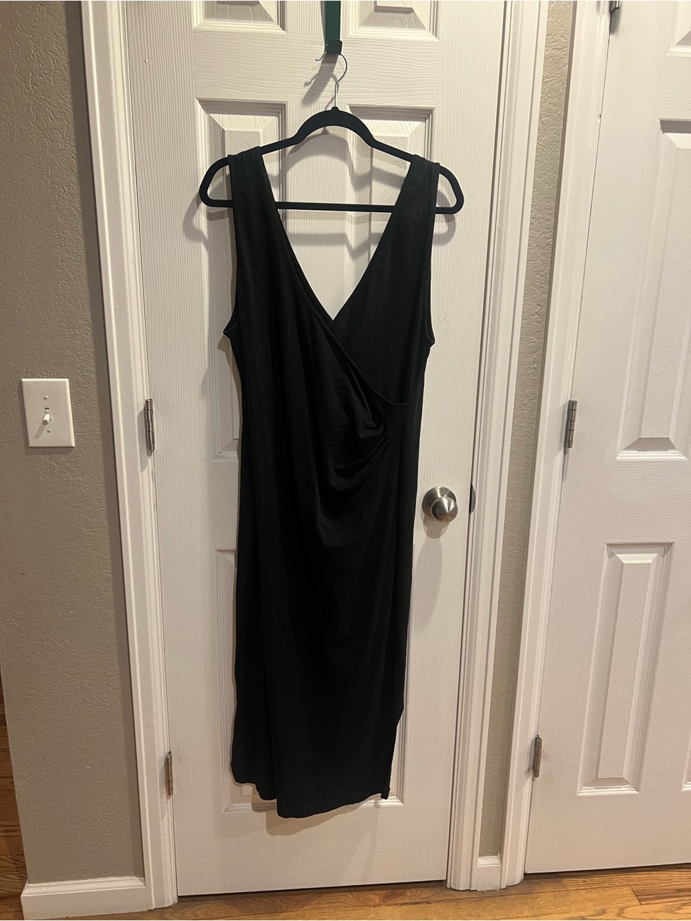 NWT Nation LTD Black Melrose Straight Column Sleeveless Draped Dress